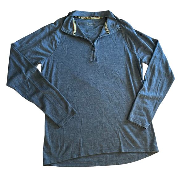 Smartwool Pullover Mens XL Navy Blue Merino Wool Quarter Zip Lightweight Soft - Picture 1 of 7